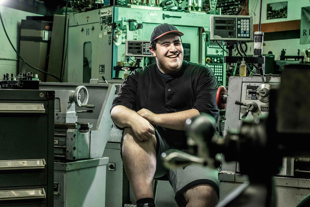RIT student Robert Desjardins designed the four-tiered storage system to hold the superconducting magnets that will be installed in the new Electron-Ion Collider at Brookhaven Laboratory