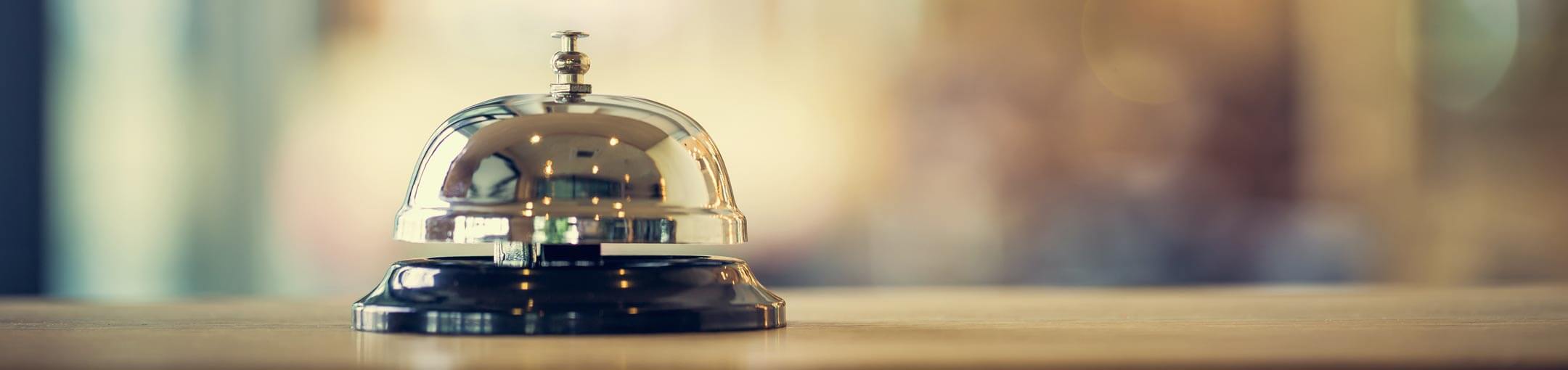 Close up of hotel call bell.