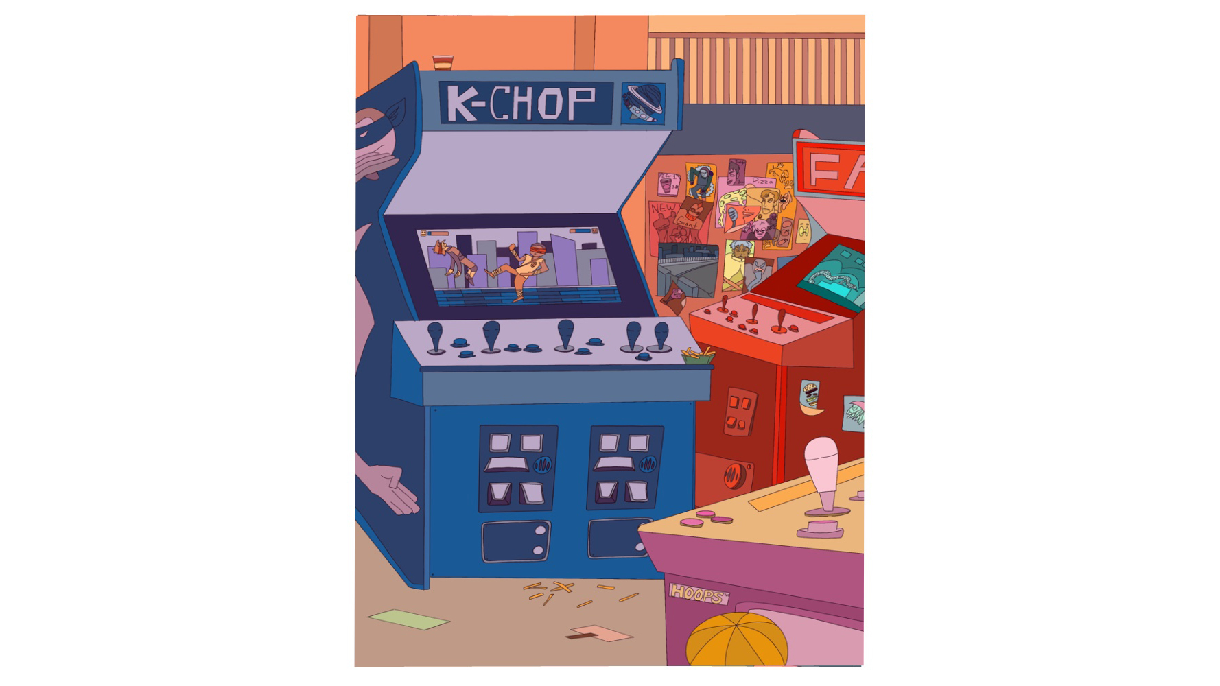 An illustration of arcade games