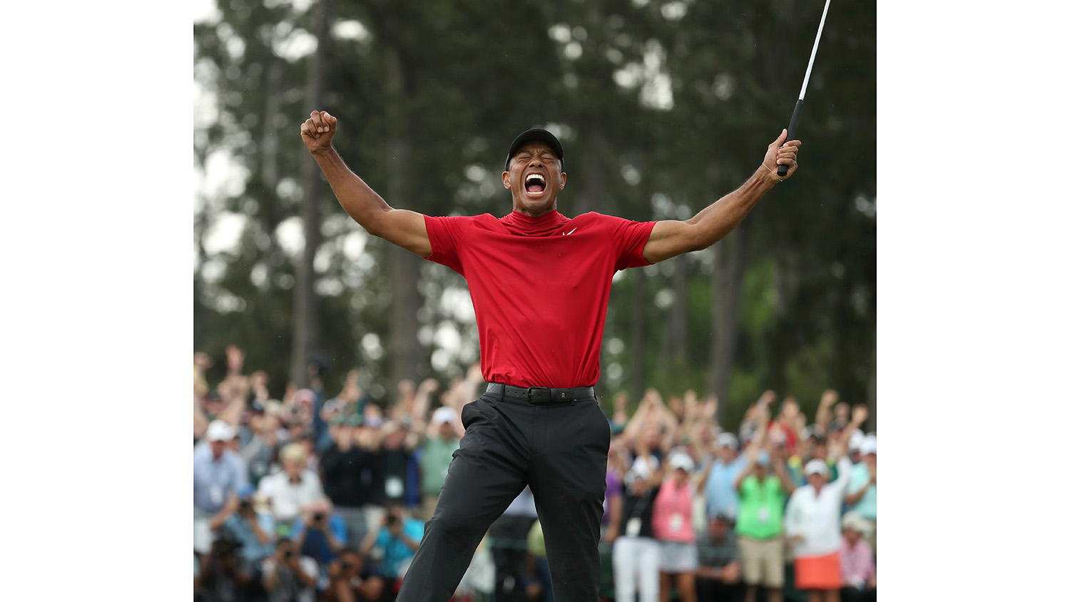 Tiger Woods after winning the 2019 Masters — an example of masterful golf photography.