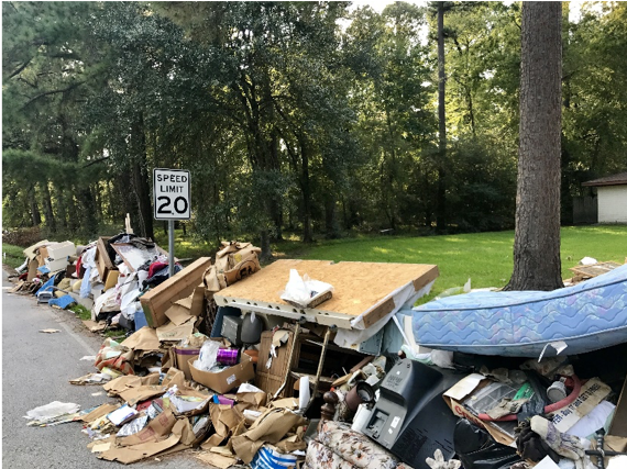 Items on side of road after a disaster