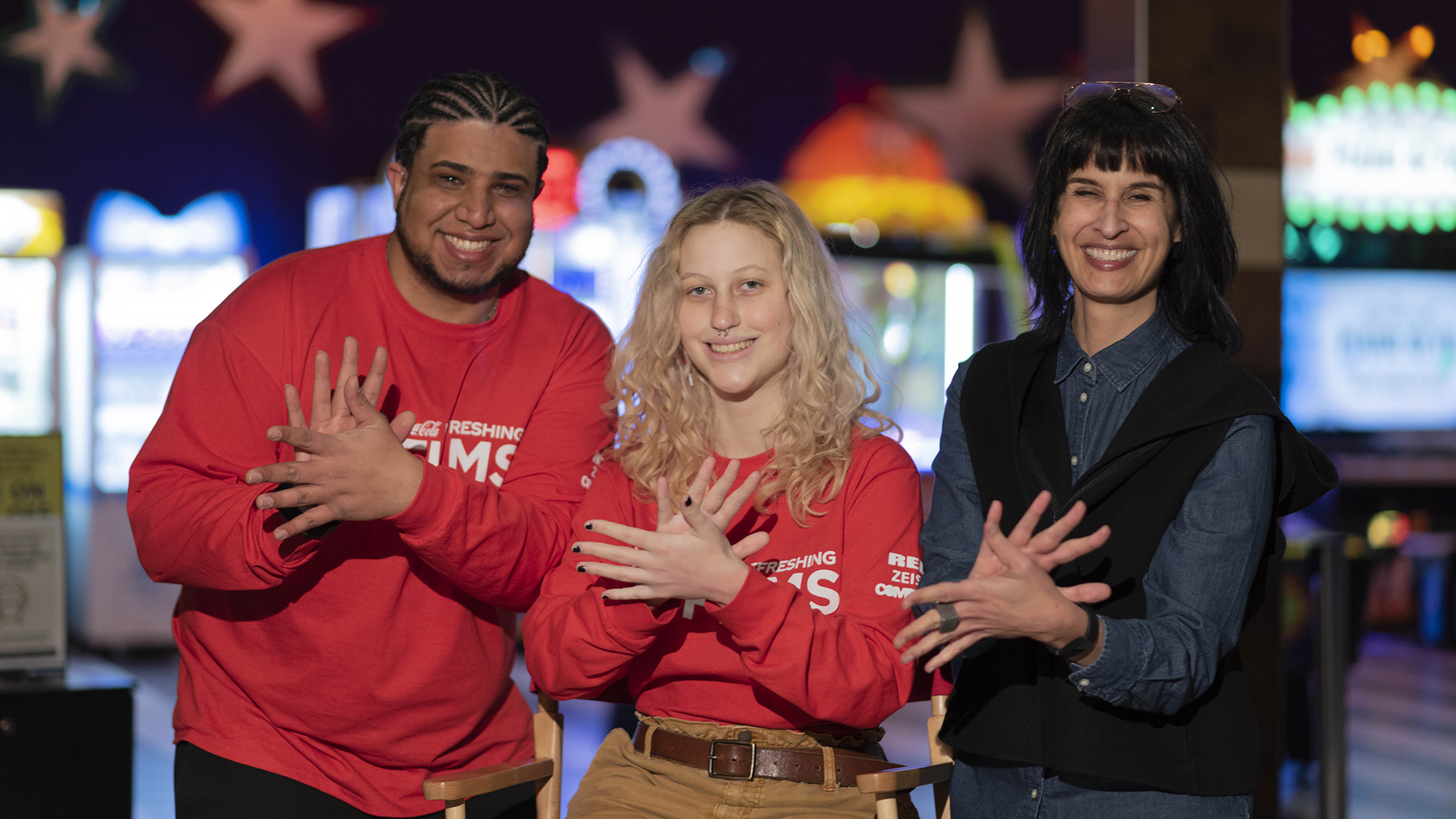 Gabriel Ponte-Fleary, Anna McClanahan and Shanti Thakur pose for a photo.