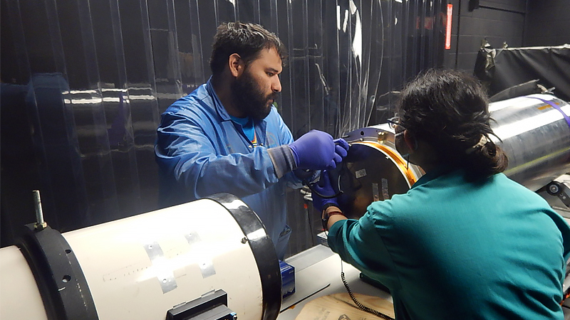 Mike Ortiz working on a rocket