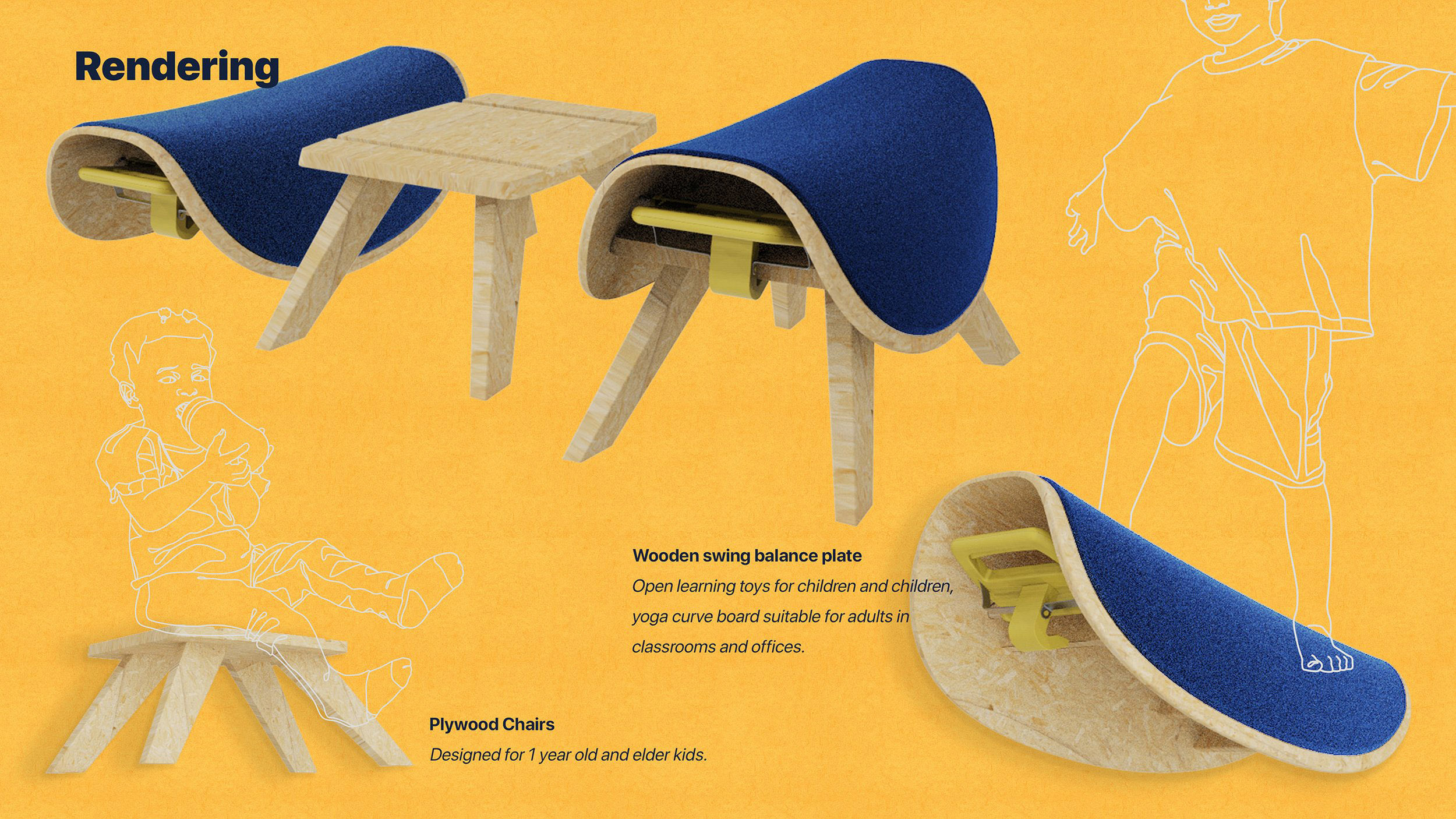 Renderings of a chair designed for kids.