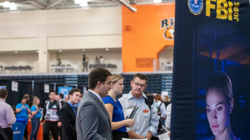 a photo from a career fair held on the RIT campus 