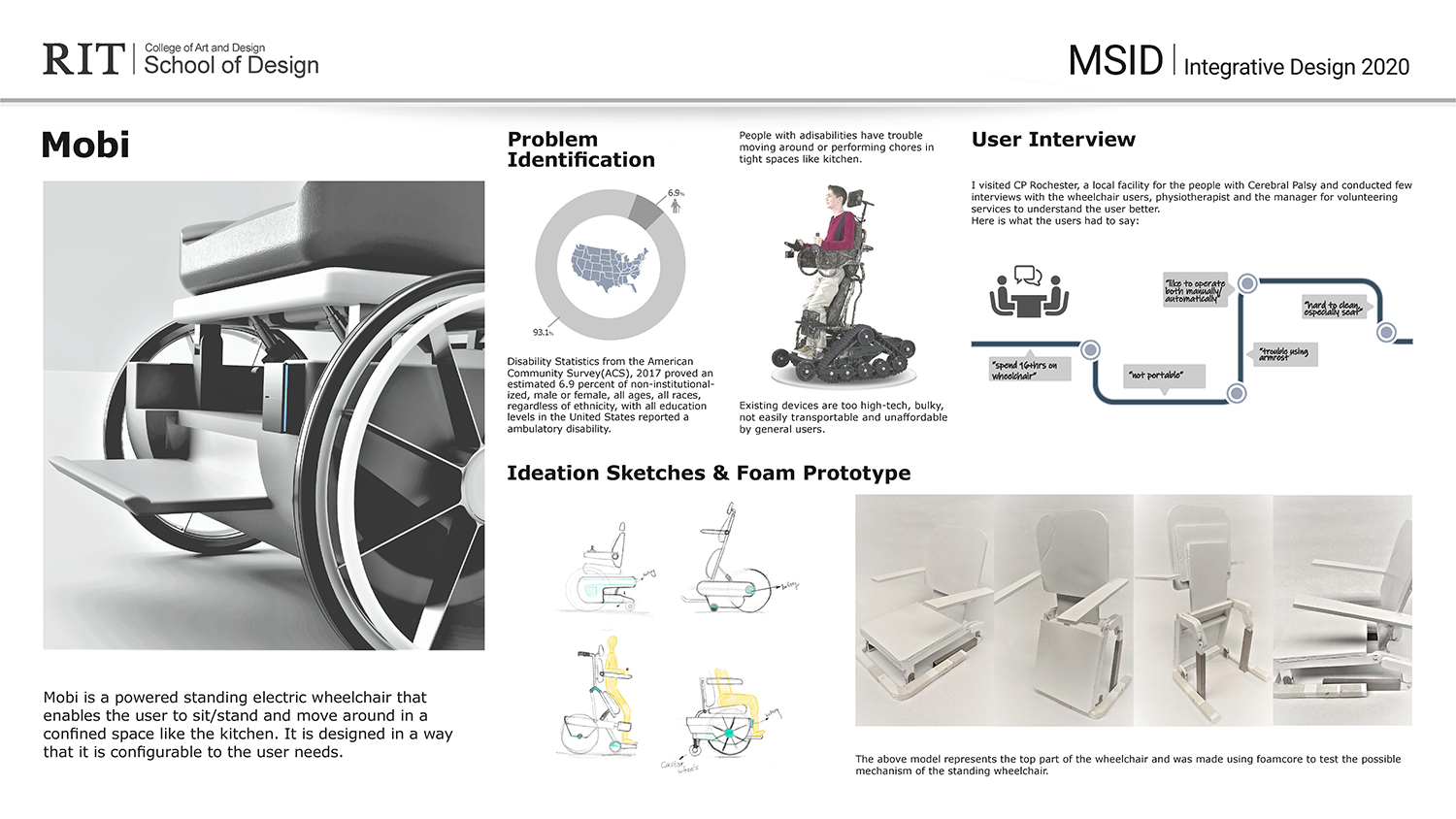 A poster outlining an electric wheelchair.