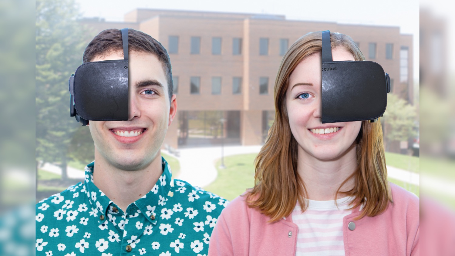 Two students side-by-side wearing VR headsets.