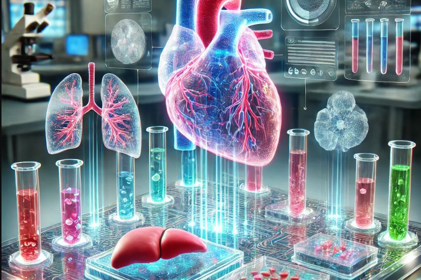 An AI generated image of organs on chip like platforms.