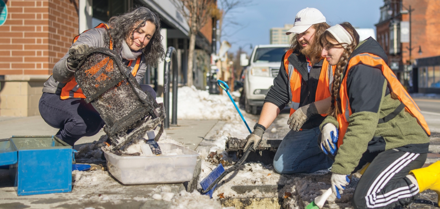 Professor and environmental science students collect and study plastic debris from Rochester's storm drains