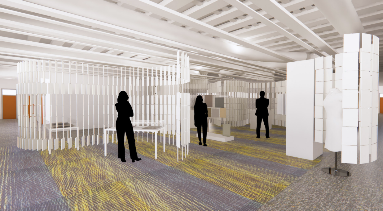 This exhibition concept centers on an installation composed of standard 8.5" x 11" printed sheets showcasing photographs, writings, and highlights of Robert Panara’s life and work. Attached to circular metal rings and suspended from the ceiling, the papers cascade vertically, forming a flowing, curved “wall of papers.” A defined path that guides visitors through the exhibition.