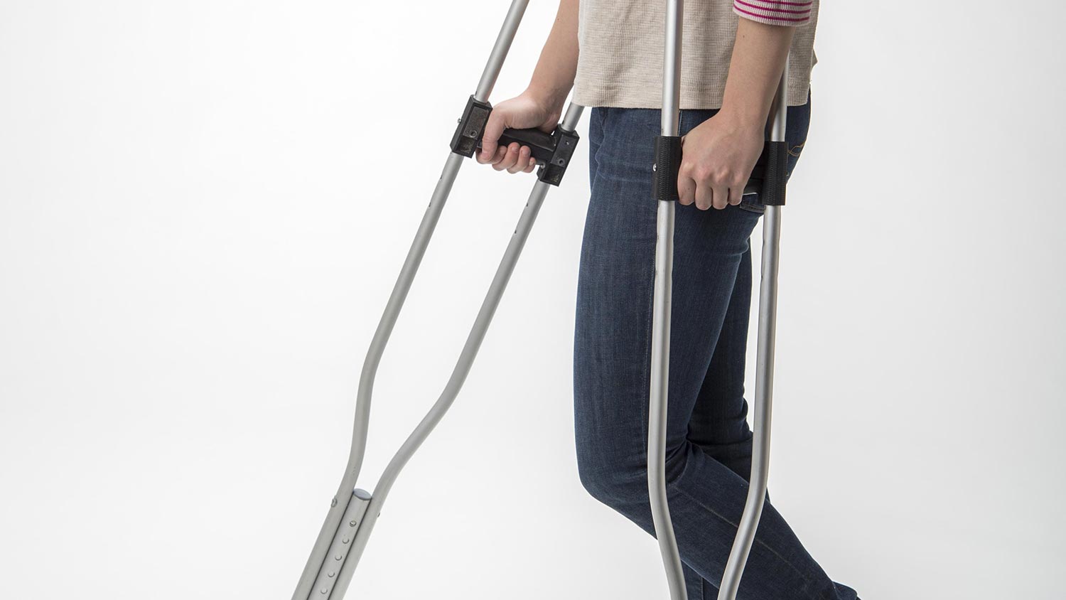 a person on crutches.