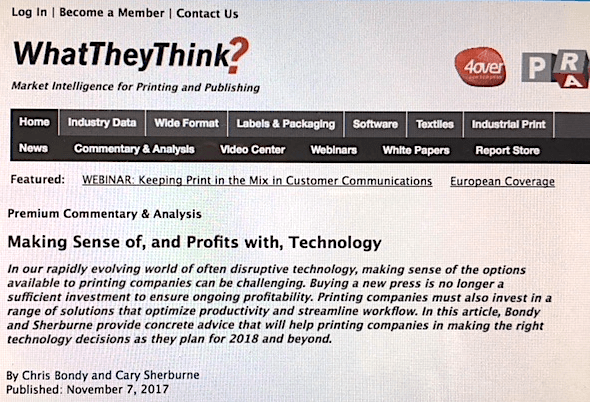 screenshot of What They Think website with a summary of Making Sense of, and Profits with, Technology.