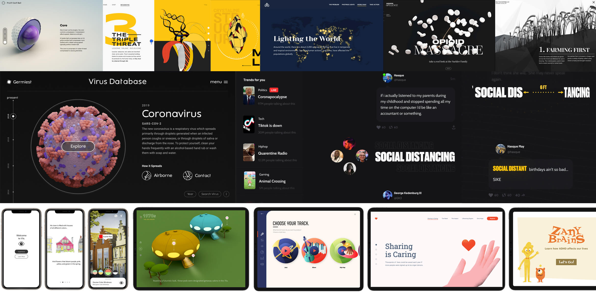 a collection of graphics with different information related to the COVID-19 virus.