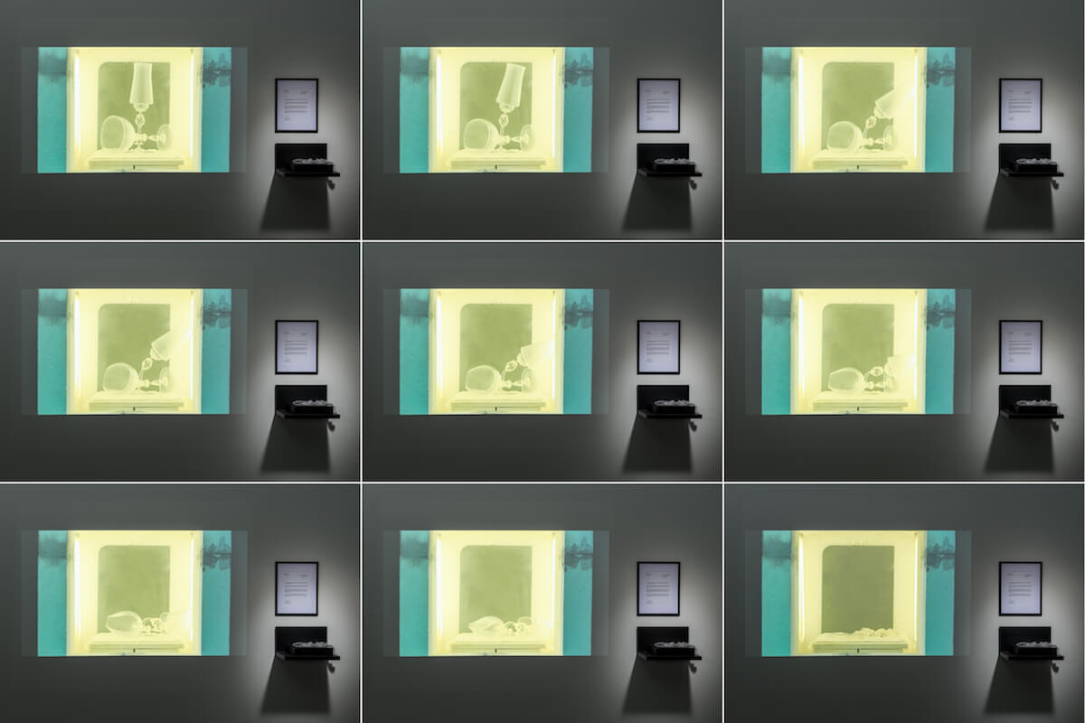 a collage of images showing the gradual collapse of drinkware, as if it is melting.